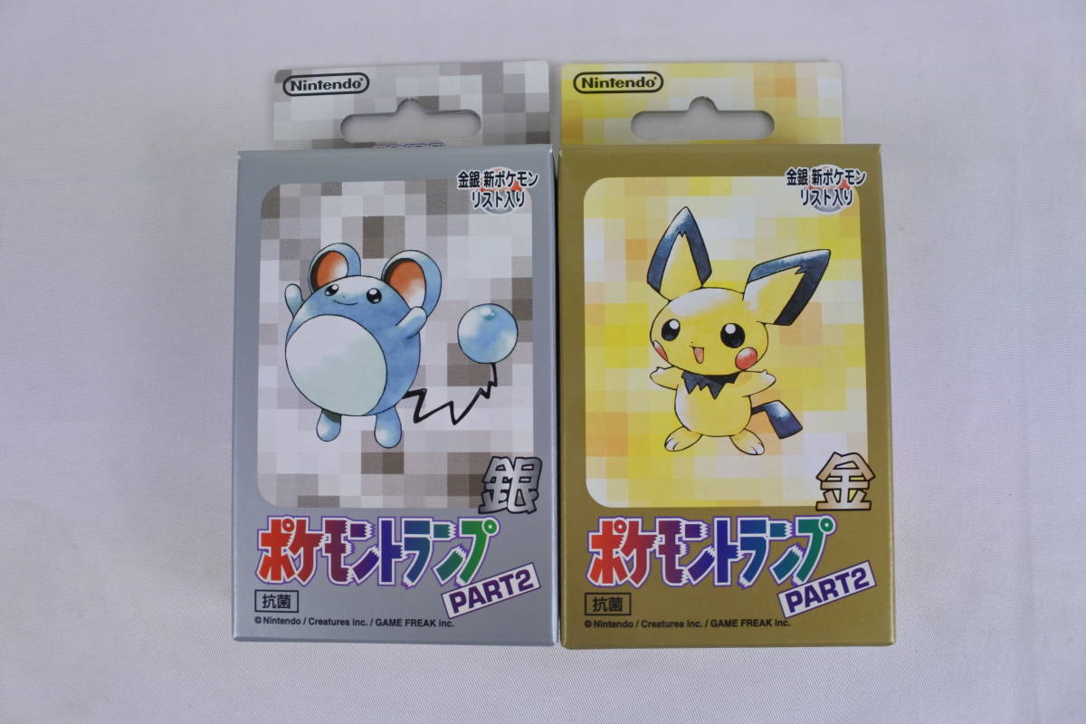 ① 希少 任天堂 ポケモントランプ Part2 金 銀 ポケモン リスト入り　未使用品 2個セット　当時物_画像1