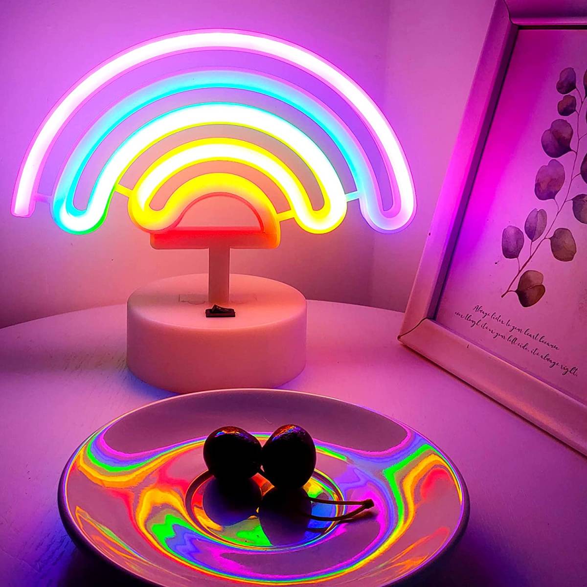 ネオンサイン レインボーライト 5色の虹 子供部屋に最適 電池&USB給電 ルームデコレーション ナイトライト 雰囲気作り 贈り物 室内飾り_画像2