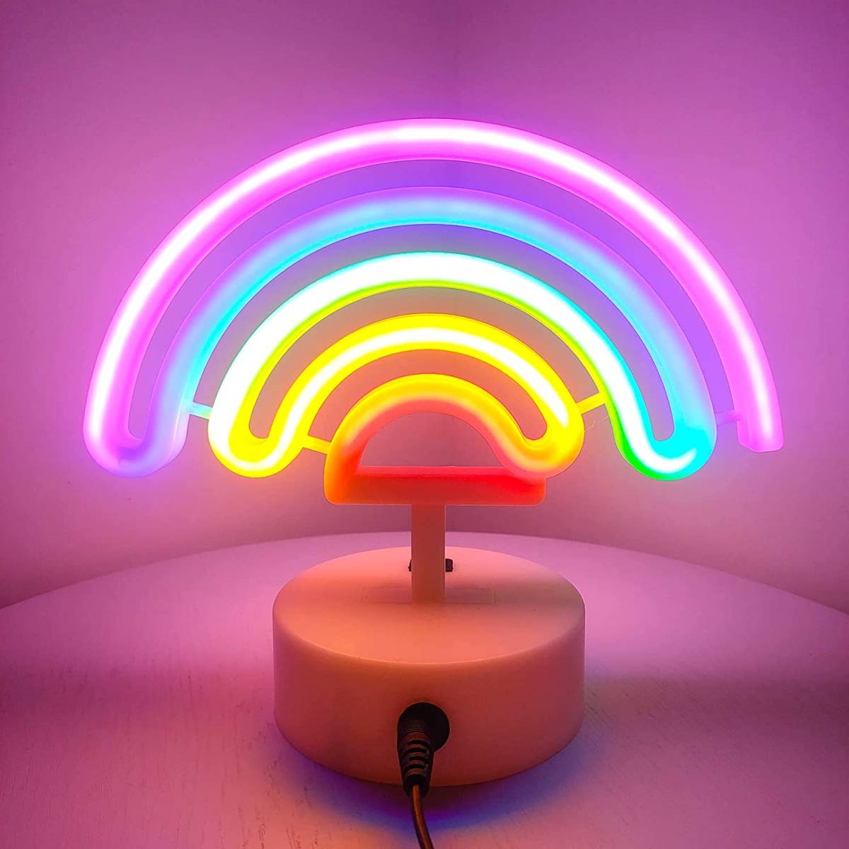 ネオンサイン レインボーライト 5色の虹 子供部屋に最適 電池&USB給電 ルームデコレーション ナイトライト 雰囲気作り 贈り物 室内飾り_画像5