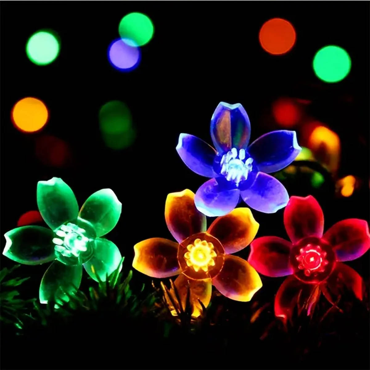 ソーラー LEDガーデンライト 桜の花 8種類の点灯モード ライトアップ ストリングライト イルミネーション 20LED 5m IP65防水 自動点灯消灯_画像5