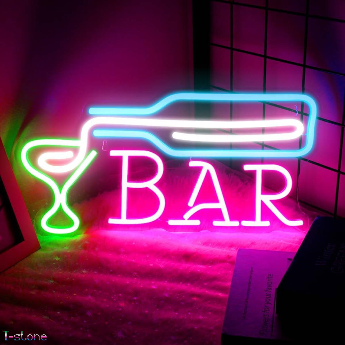 ネオンサイン お酌の嗜み カクテルグラス LED看板 お洒落 看板 インテリア BAR ウォールディスプレイ 店内装飾 ルームデコ 雰囲気作り_画像1