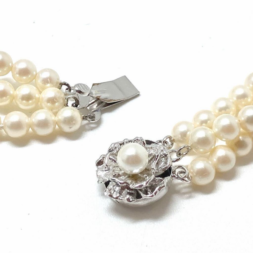 ［アコヤ本真珠3蓮ネックレス］D 重量約72.5g 約5-5.5mm珠 パール pearl necklace jewelry accessory silver シルバー DA0/DA0_画像5