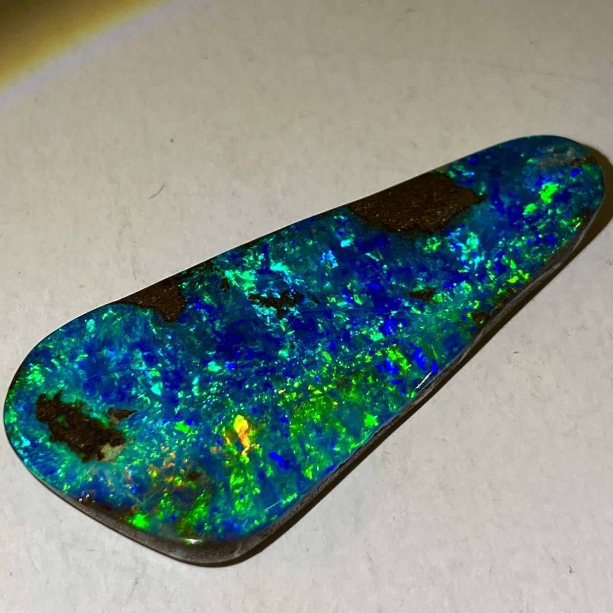 遊色効果!!大判!!［天然ボルダーオパール30.163ct］D 43.5×19.3mm ルース 裸石 boulder opal 宝石 ジュエリー DE0/DE0_画像2