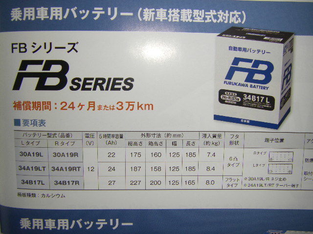 古河電池 34B17L 新品バッテリー_発送は34B17Lになります