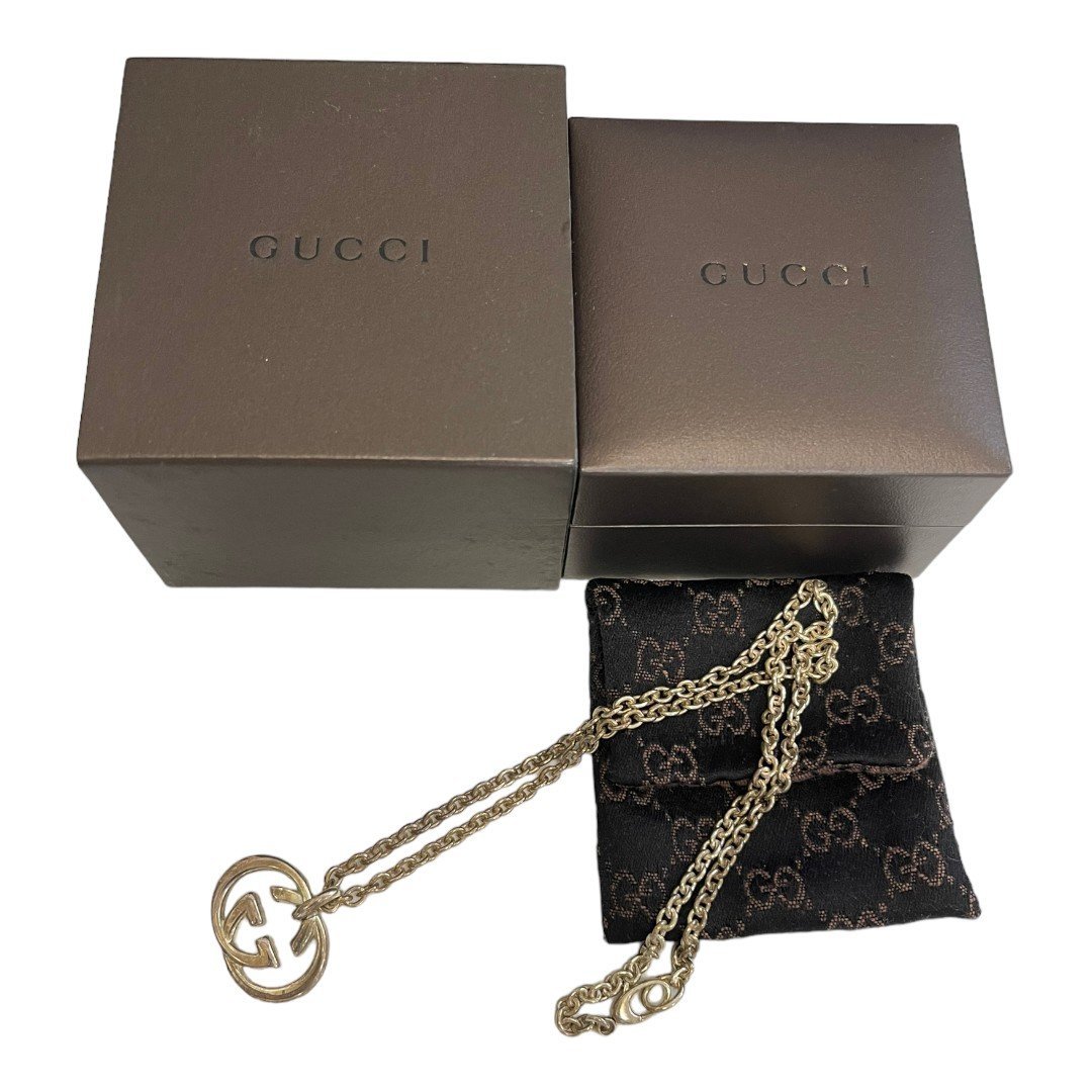 [ б/у товар ]GUCCI Gucci GG Logo колье серебряный женский мужской аксессуары коробка есть L47768RD