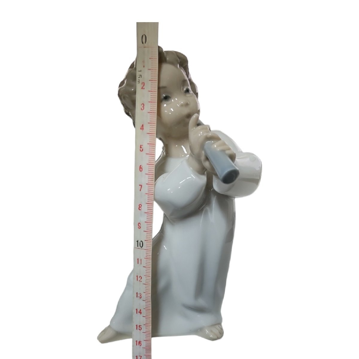 【中古品】LLADRO リヤドロ フィギュリン　笛を吹く天使 天使 西洋工芸 陶器人形 置物 オブジェ インテリア E12-428RE_画像7