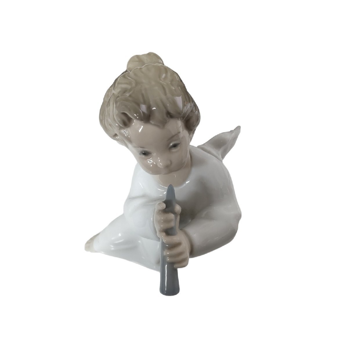 【中古品】LLADRO リヤドロ フィギュリン　笛を吹く天使 天使 西洋工芸 陶器人形 置物 オブジェ インテリア E12-428RE_画像5