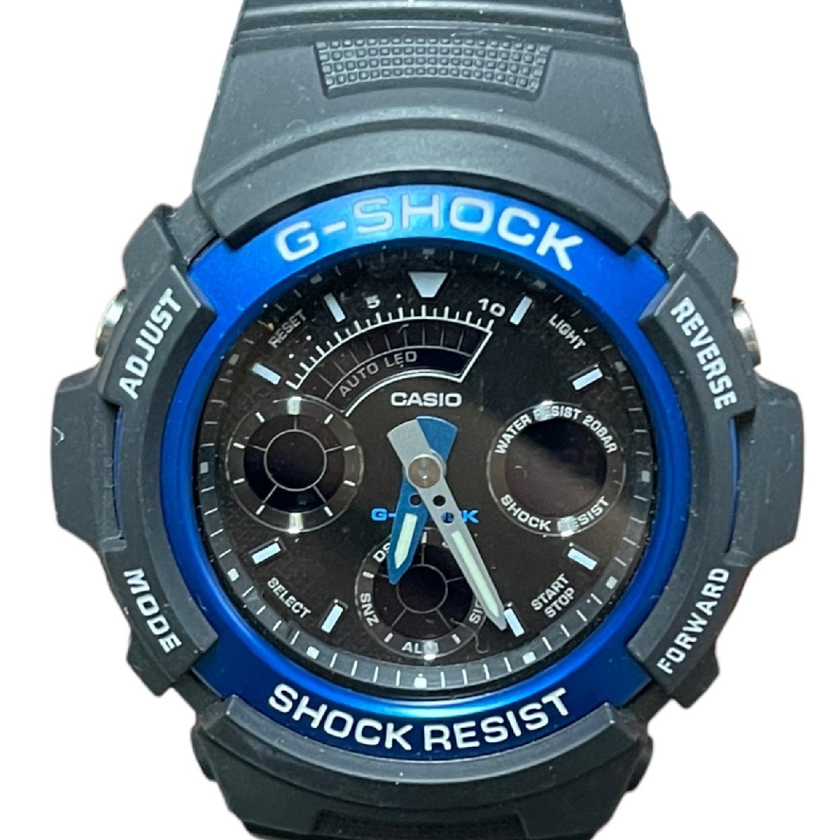 【中古品】CASIO G-SHOCK カシオ AW-591 ブラックxブルー アナデジ クオーツ メンズ腕時計 箱なし 本体のみ L55517RD_画像1