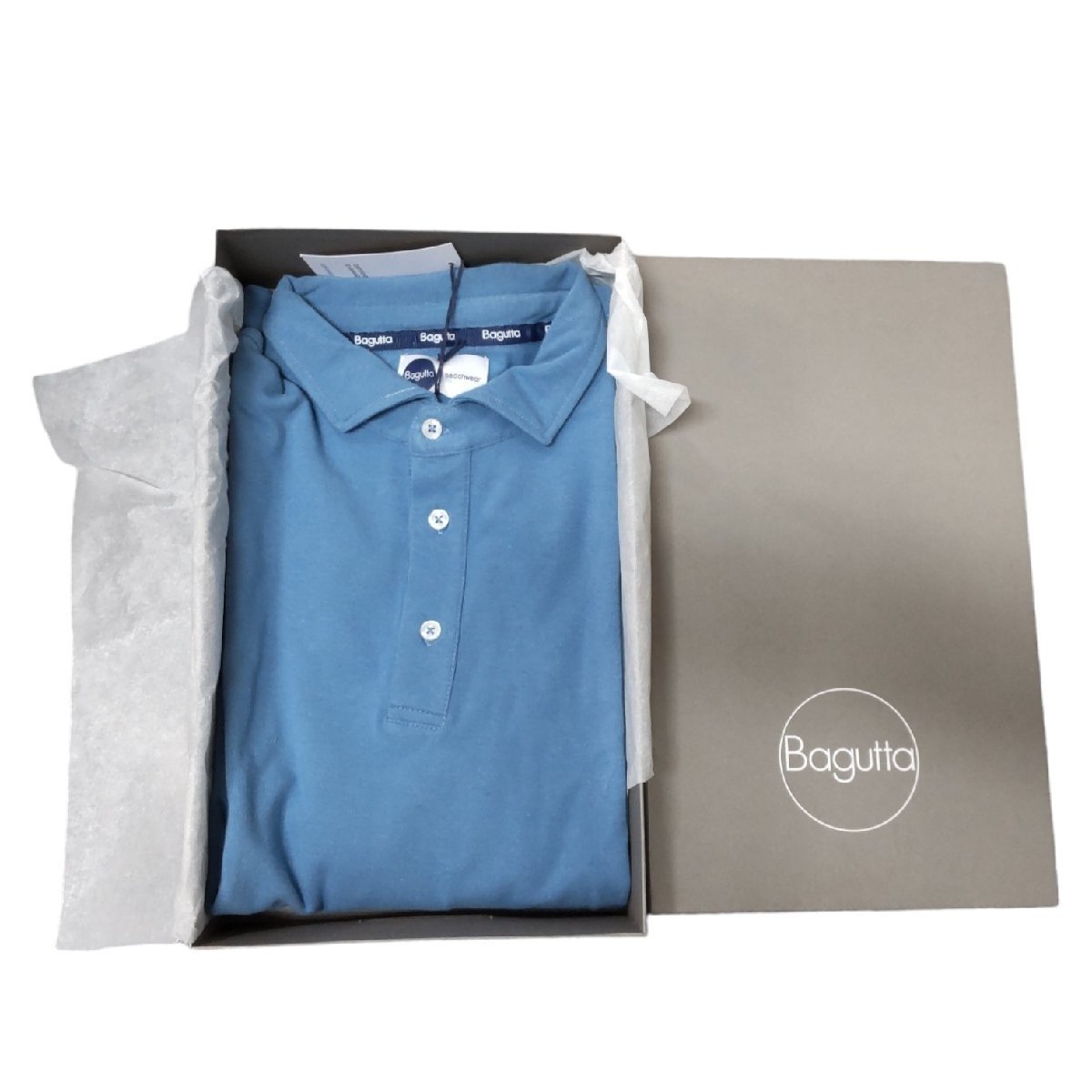【未使用・保管品】 Bagutta バグッタ 半袖 シャツ ブルー メンズファッション M/Lサイズ 箱あり N51102RK