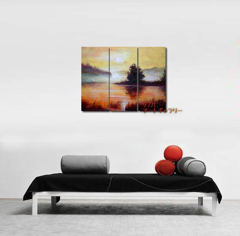 48％割引人気提案 油絵 風景画 『湖』 30x70cm x 3枚組 手描き アートパネル ファブリックパネル 油彩 美術品  ホビー、カルチャー-DATABASE.MERRYRIANA.COM