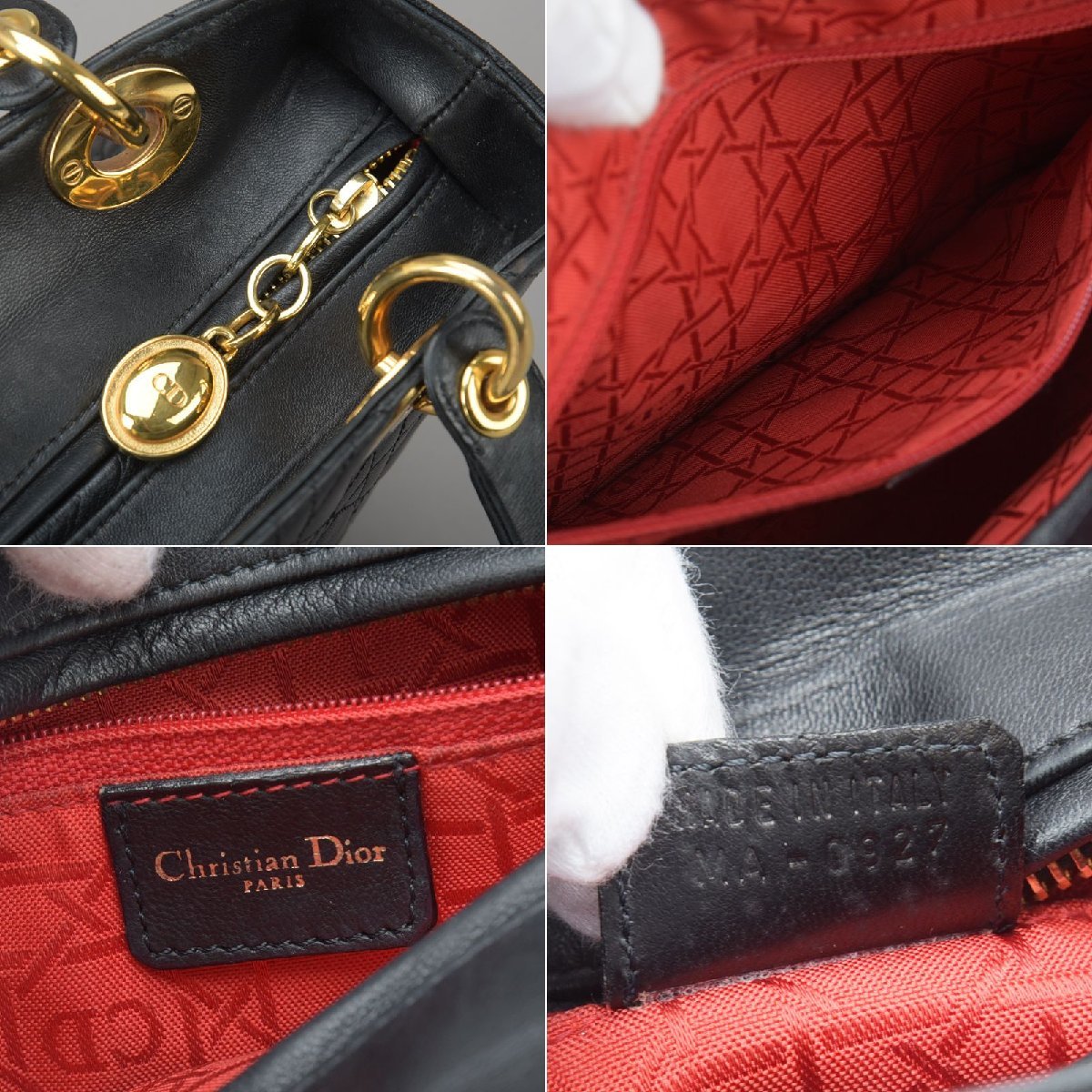 極美品 Christian Dior レディ ディオール ハンドバッグ ショルダーバッグ 2WAY レザー ブラック カナージュ MA-0927 鞄 ■ah.f/ag.d_画像10