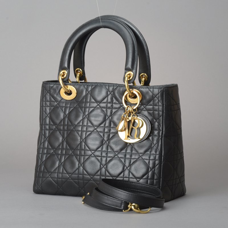 1 иен превосходный товар Christian Diorreti Dior ручная сумочка сумка на плечо 2WAY кожа черный kana -juMA-0927 сумка #ah.f/ba.k