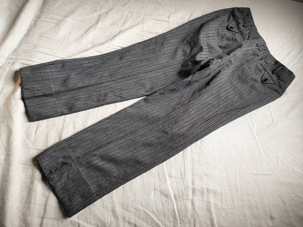 50’～60’S 英国製 美品 VINTAGE ビンテージ WOOL STRIPE TROUSERS ウール ストライプ トラウザー パンツ タック TALON DEPONIRT ★12_画像2