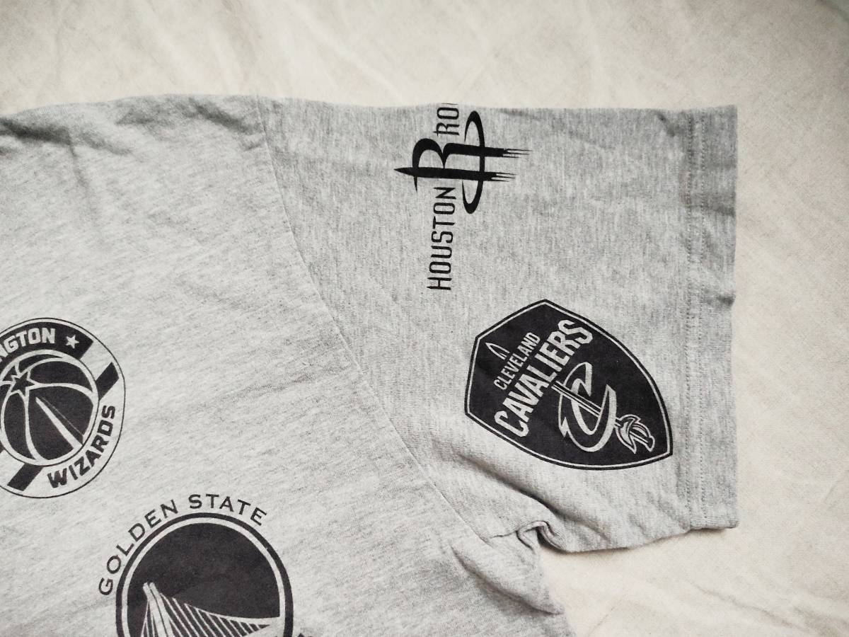  сотрудничество прекрасный товар Maison Kitsune mezzo n лисица × NBA футболка cut and sewn команда Logo принт короткий рукав S серый хлопок *12