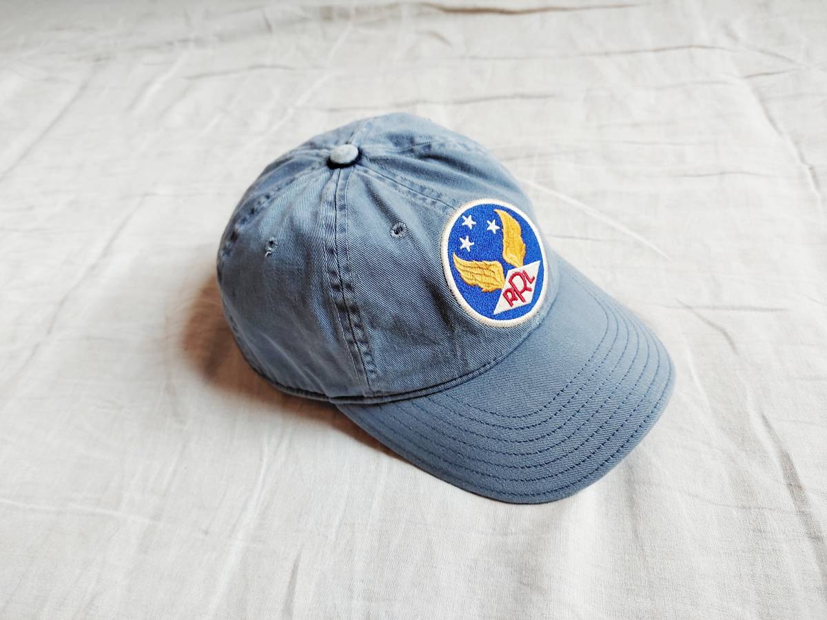 RRL WING LOGO CAP ダブルアールエル ラルフローレン ウイング ロゴ ワッペン 帽子 キャップ USED加工 グレー系 ★12_画像1