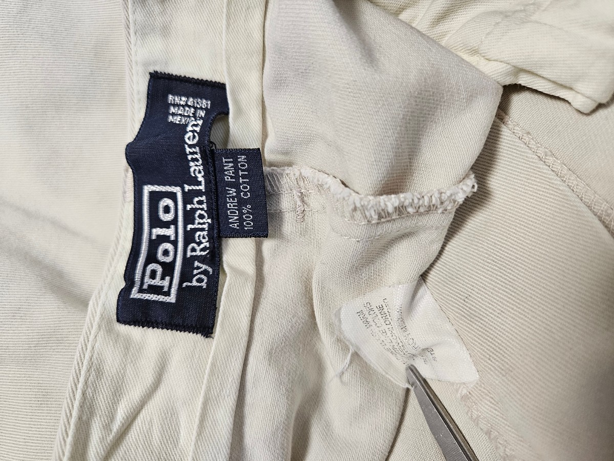 90s Polo Ralph Lauren two tuck wide chino pants W35 degree eggshell white series Polo Ralph Lauren US old clothes 