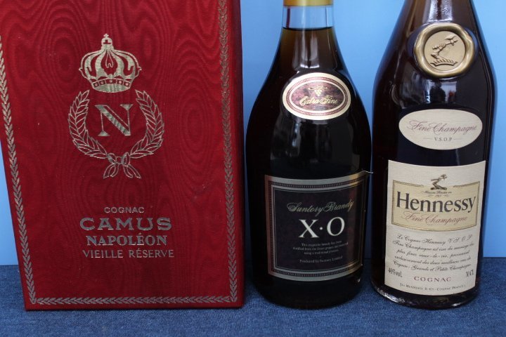 ○○未開栓 保管品 お酒 3本 まとめて 古酒 700ml～　40℃～　 X・O Hennessy CAMUS NAPOLEON_画像2