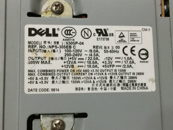 1. personal computer parts DELL original power supply unit N305P-04 305W 2FY0 9912