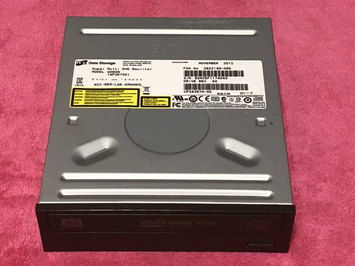 動作確認済み 日立LG GH80N DVDスーパーマルチドライブ ±R DL二層対応 SATA 光学ドライブ パソコン部品 PCパーツ 自作 研究 部品取りにもの画像1