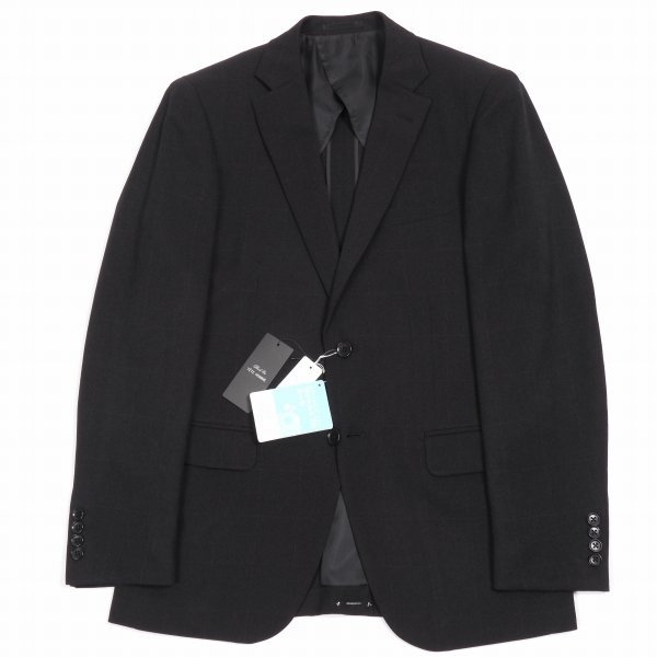 新品1円～★定価5.3万 Black On TETE HOMME テットオム ストレッチ スリーピーススーツ 96A7 ノータック ウィンドーペン 黒 ◆6240◆_画像4