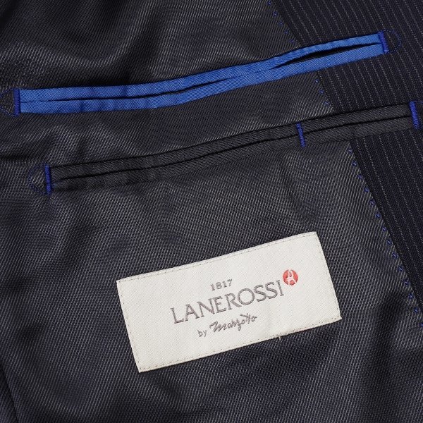 新品1円～★定価7.5万 Black On TETE HOMME テットオム 伊生地 LANEROSSI ラネロッシ マルゾット ウール毛 スーツ 96Y7 紺 ◆6295◆_画像7