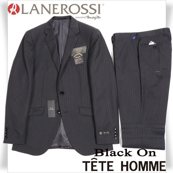 新品1円～★定価7.5万 Black On TETE HOMME テットオム 伊生地 LANEROSSI ラネロッシ マルゾット ウール毛 スーツ 96Y7 グレー ◆6815◆_画像1