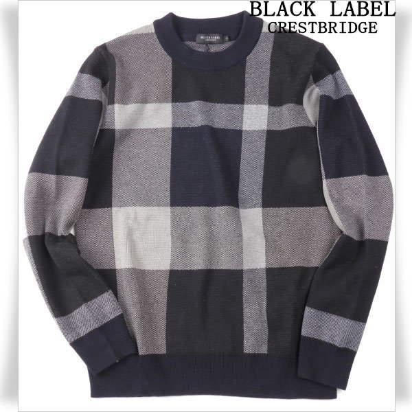 新品1円～★定価3.5万 BLACK LABEL ブラックレーベル クレストブリッジ 長袖 クレストブリッジチェックジャカードニット M ◆7709◆_画像1