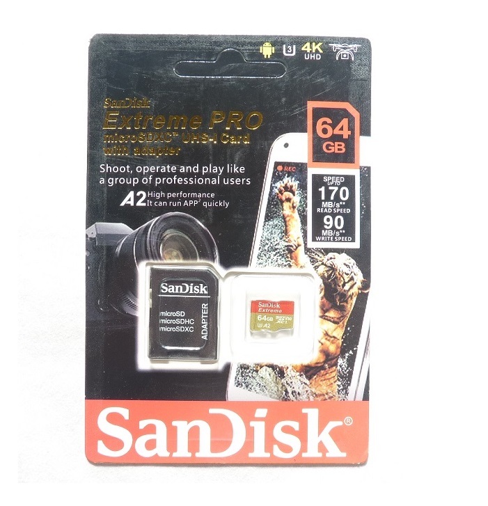 新品microSDカード SANDISK【64GB】 アダプター付属 サンディスク 170MB/S a2 _画像1