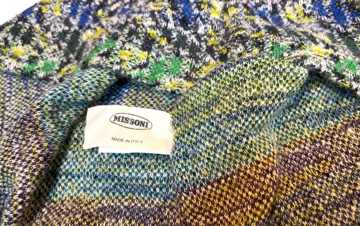 ■47 ミッソーニ MISSONI ニット ワンピース 48 茶 総柄 イタリア製 美品 レディース_画像4