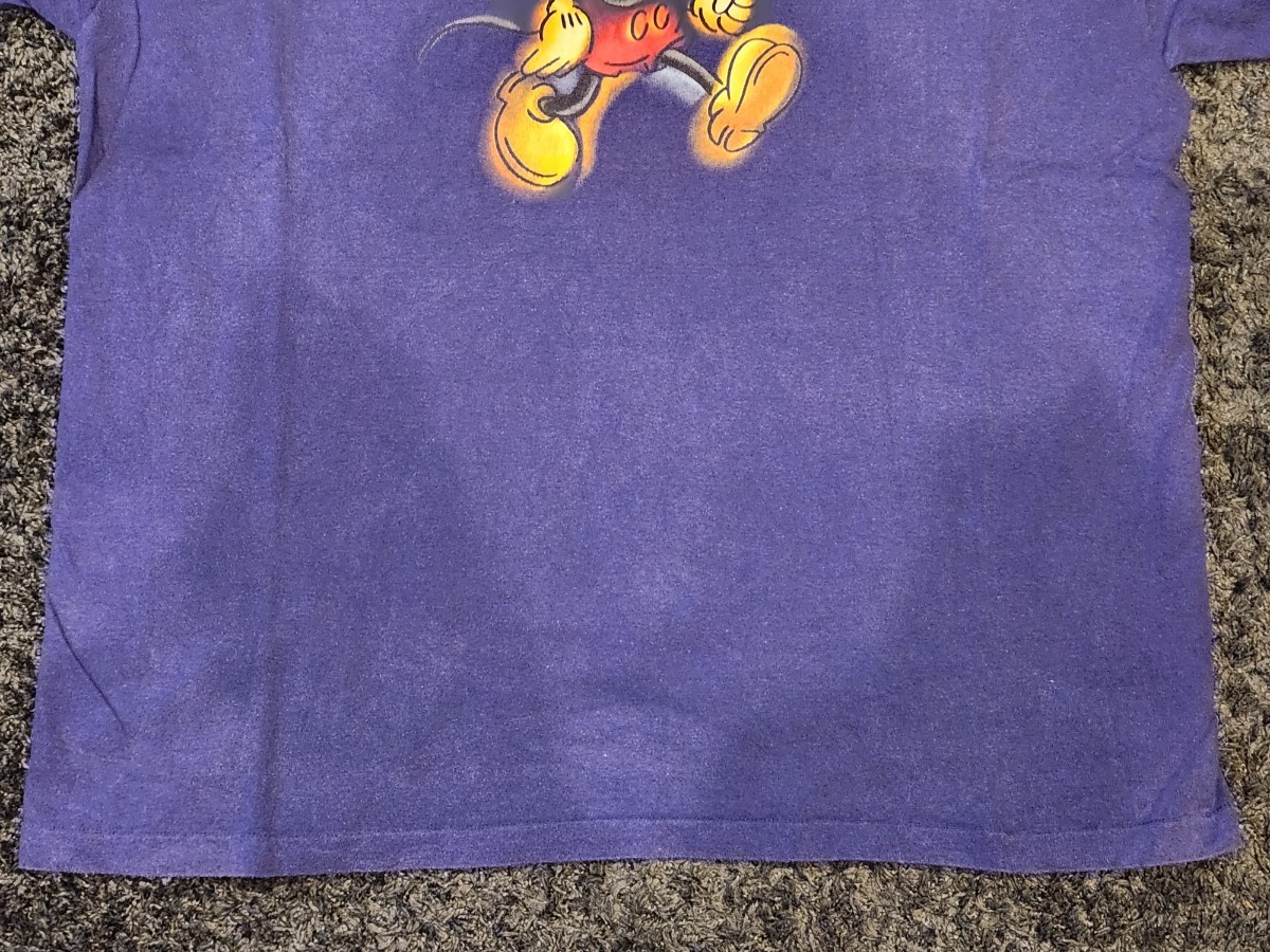 古着 貴重 90s Mickey Mouse ミッキーマウス ヴィンテージ Tシャツ XL 袖/裾シングル ネイビー ディズニーストア オフィシャル ビンテージ_画像4