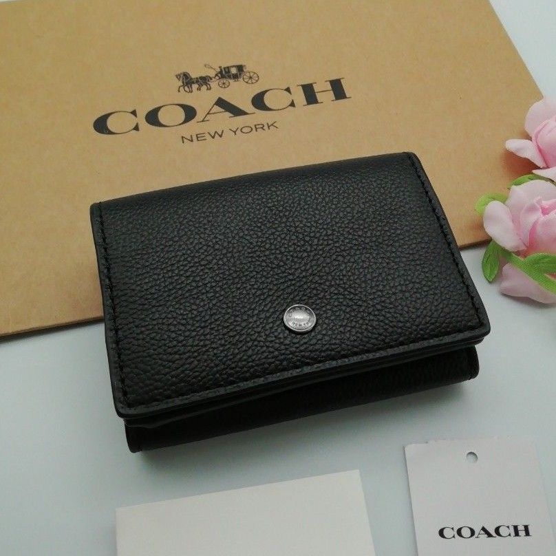 激安卸売り 新商品 COACH コーチ 折り財布 カラー ブラック 正規品