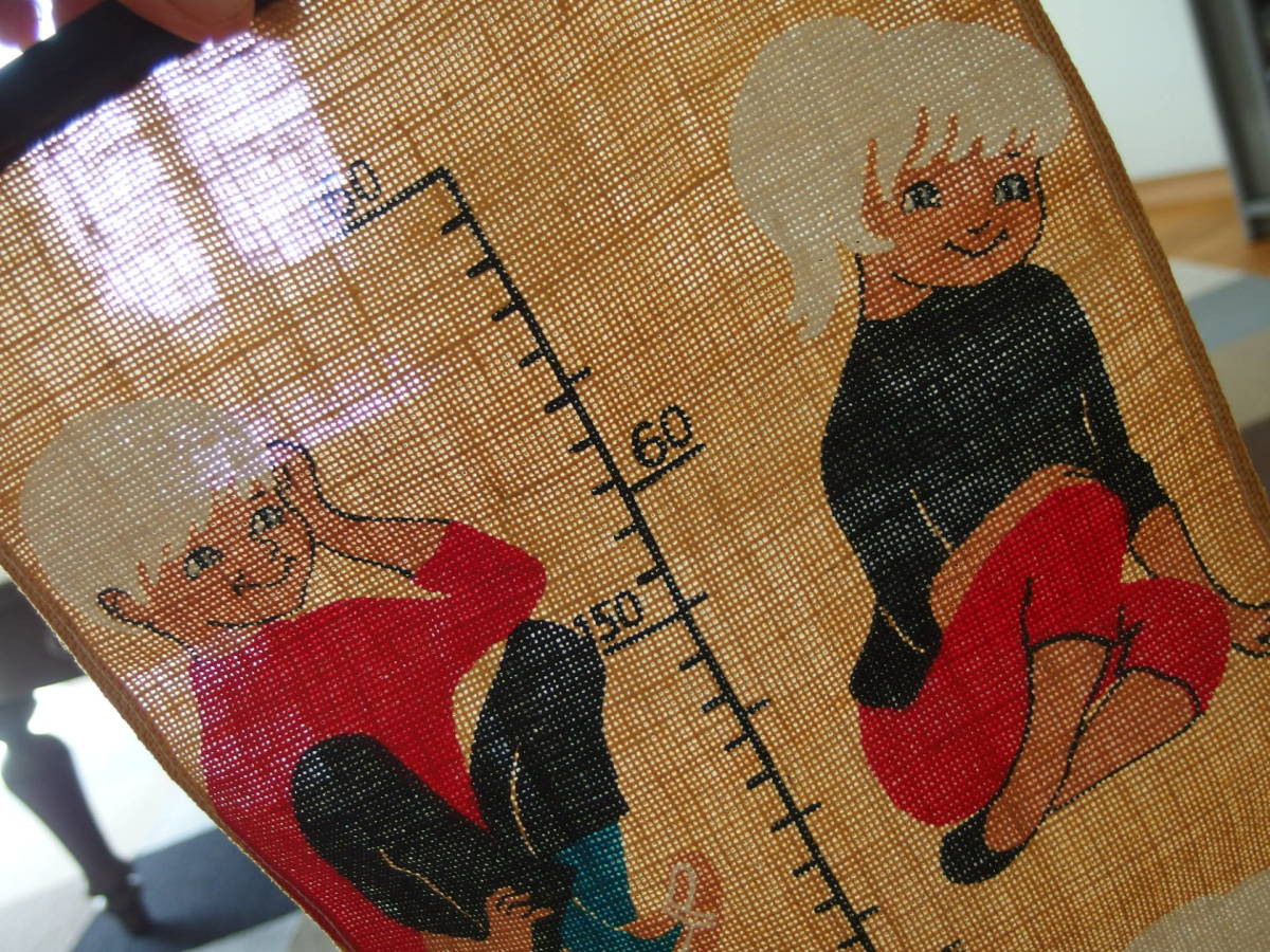 北欧雑貨 スウェーデン製 ヴィンテージ 身長計/クロス/タペストリー (Hill、Hildegard Olmas、男の子と女の子)_画像9
