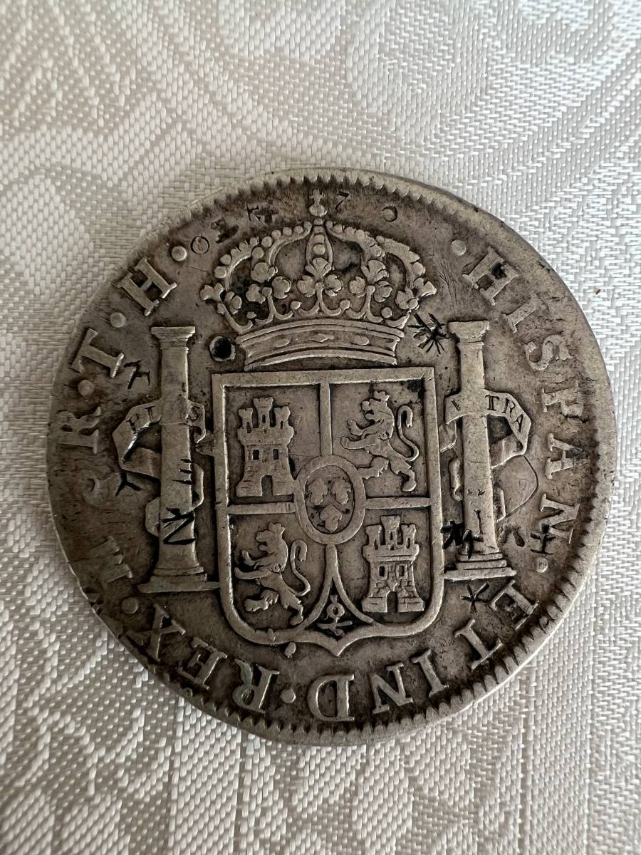 【家族私物】1806年　メキシコ貨幣　貿易銭　銀貨　漢字刻印あり　8レアル_画像2