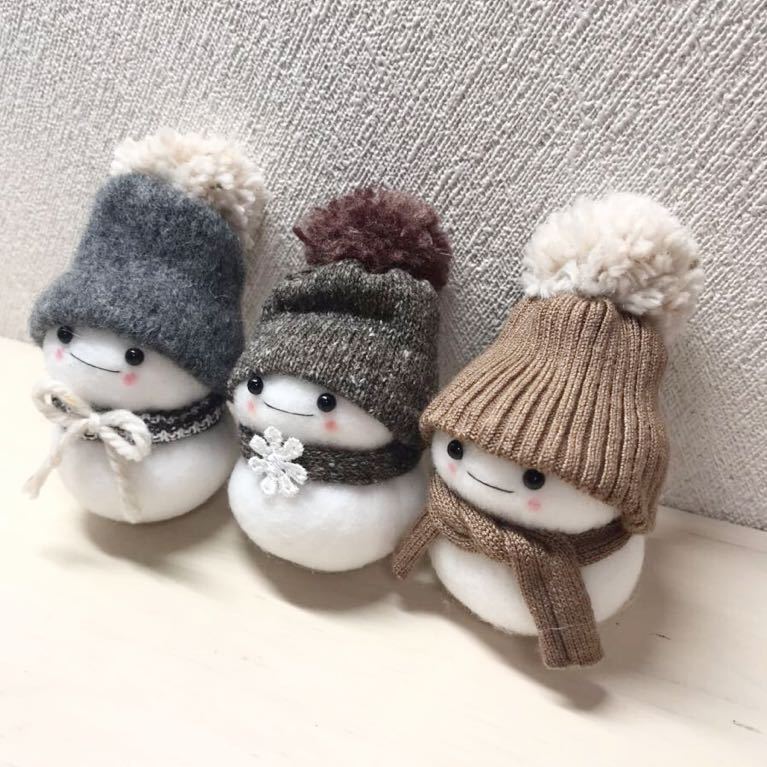 ハンドメイド　ゆきだるま 冬のインテリア　雪だるま　ニット帽_画像3