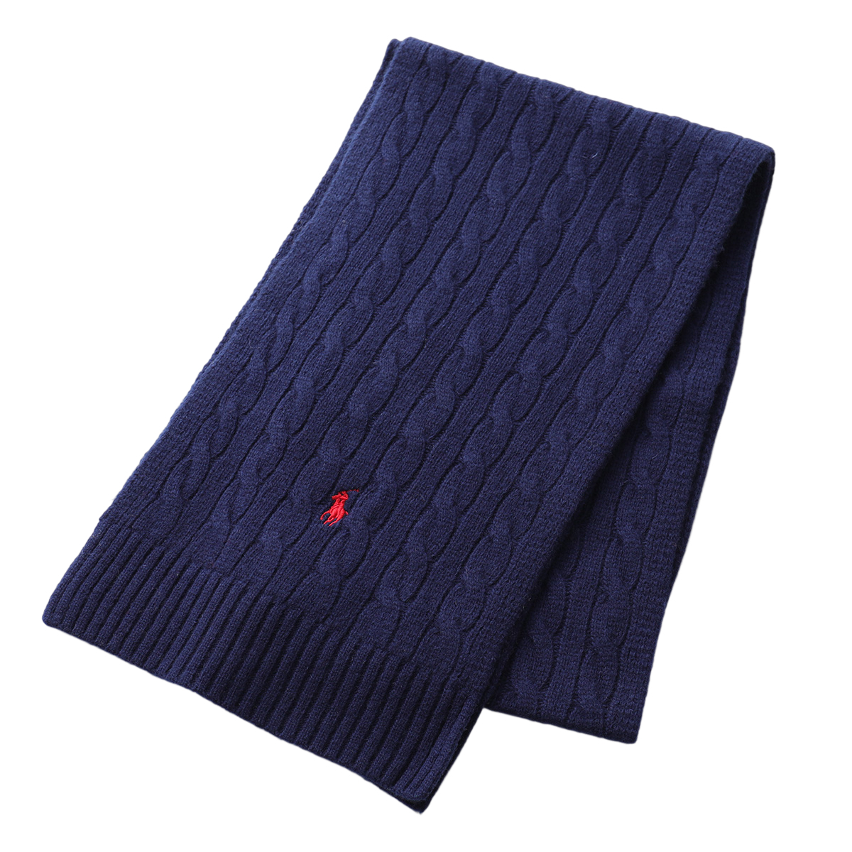 新品■POLO RALPH LAUREN■ケーブルニットマフラー■ ポロ ラルフローレン ネイビー 紺■ポニーロゴ刺繍■CLASSIC CABLE SCARF PC0731_画像1