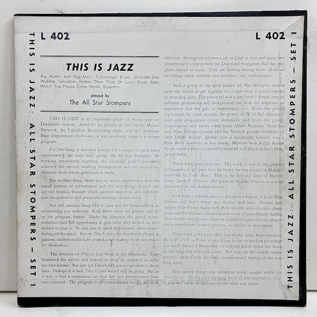 ■即決 JAZZ All Star Stompers / This Is Jazz l-402 j39174 米オリジナル、10インチ Dg Mono 耳(P)刻印 _画像2