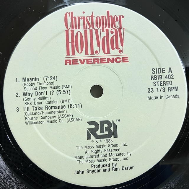 ■即決 JAZZ Christopher Hollyday / Reverence rbir402 j39222 加オリジナル cedar walton_画像3