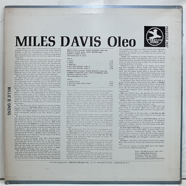 ■即決 JAZZ Miles Davis / Oleo prst7847 j39362 米盤、紫中央Trident Stereo 刻印無 マイルス・デイビス _画像2