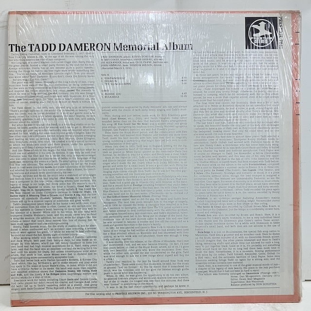 ■即決 JAZZ Tadd Dameron / Memorial Album prt7842 j39388 米盤、71年ステレオ盤、刻印無 KENNY DORHAM_画像2