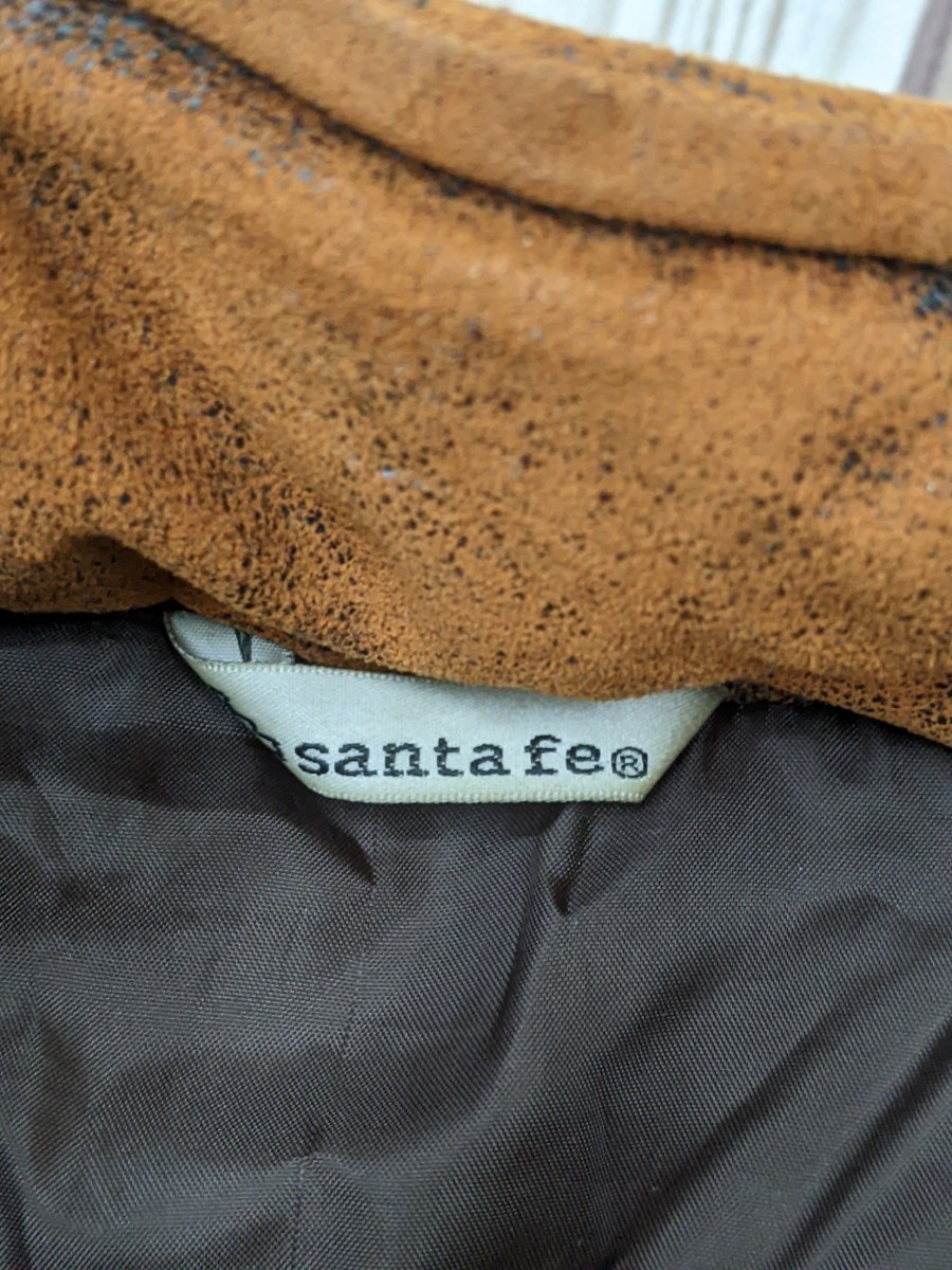 14．サンタフェ Santafe ポリウレタン使用 フェイクレザージャケット サイズ48　赤茶系黒系y207_画像3