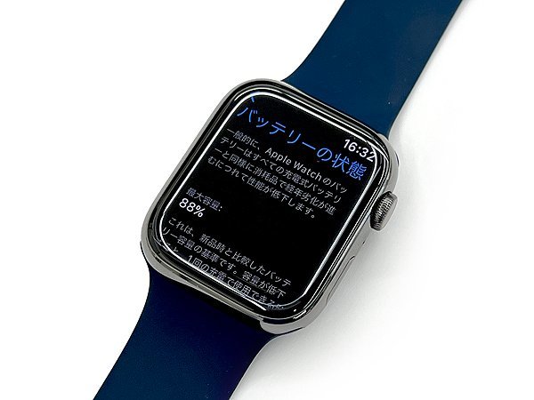 Apple Watch アップルウォッチ Series 7 45mm MKL23J/A GPS + Cellularモデル グラファイトステンレス アビスブルースポーツバンド_画像8