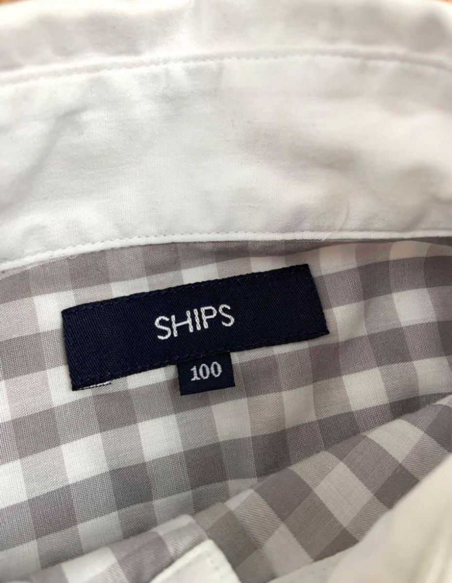SHIPS シップス　長袖シャツ　カッターシャツ　グレー　ギンガムチェック100  お値下げしました