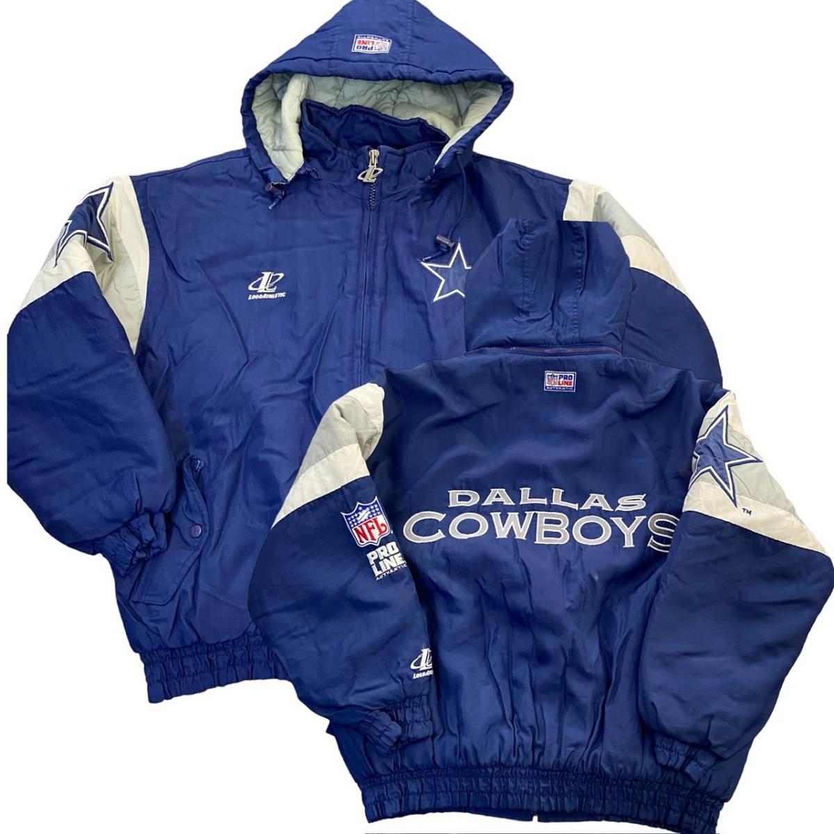 90s DALLAS COWBOYS 中綿 ナイロン ジャケット XL Logo Athletic Pro Line NFL ダラス カウボーイズ ゲームジャケット フルジップ