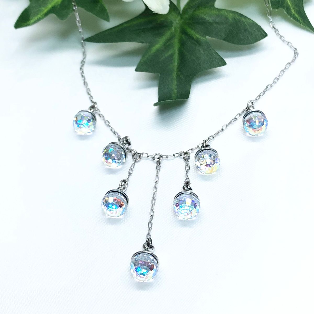 【極美品　希少】SWAROVSKI  ミラーボールカット　雫デザイン　ネックレス