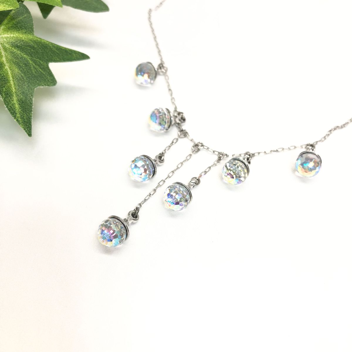 【極美品　希少】SWAROVSKI  ミラーボールカット　雫デザイン　ネックレス