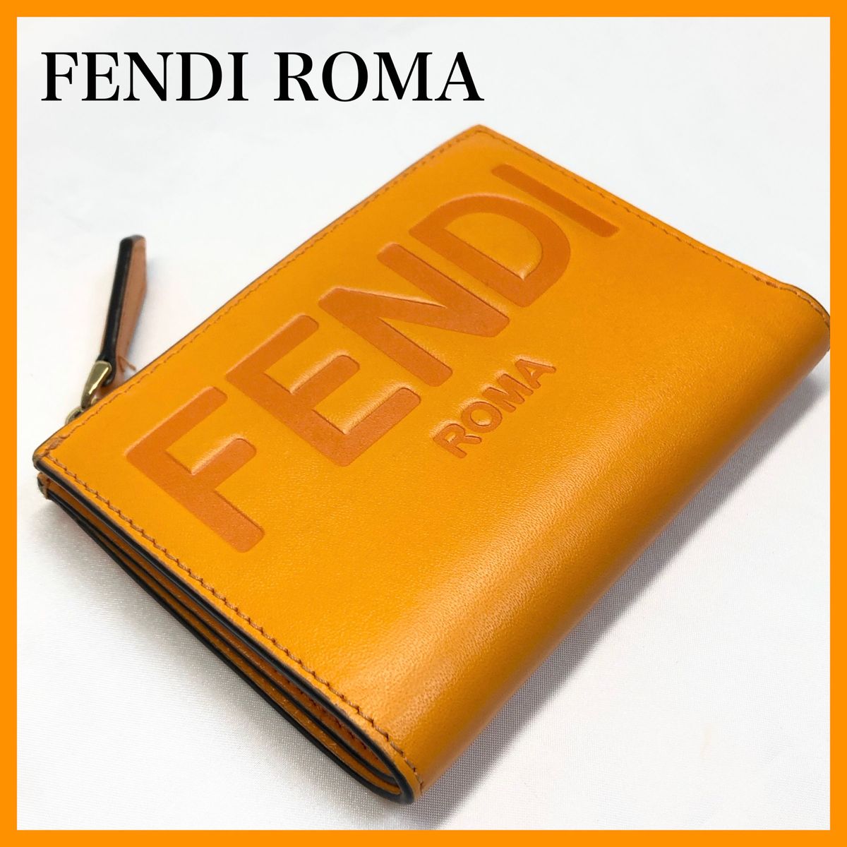 FENDI  ROMA  フェンディ　二つ折り　財布　コンパクト　オレンジ　メンズ　レディース 