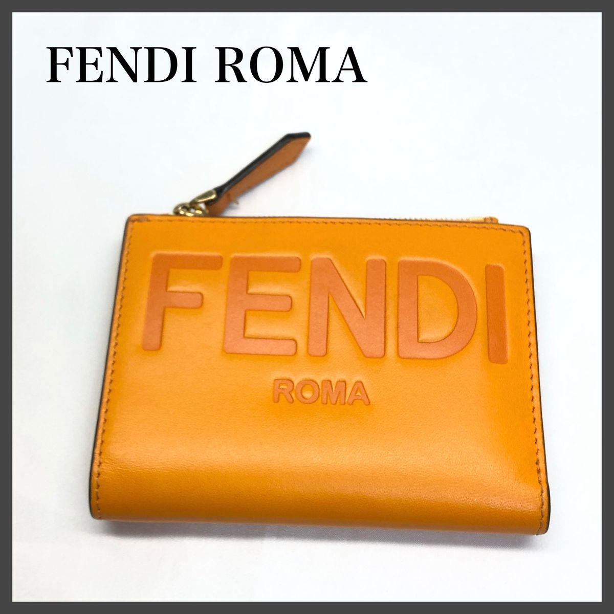 FENDI  ROMA  フェンディ　二つ折り　財布　コンパクト　オレンジ　メンズ　レディース 