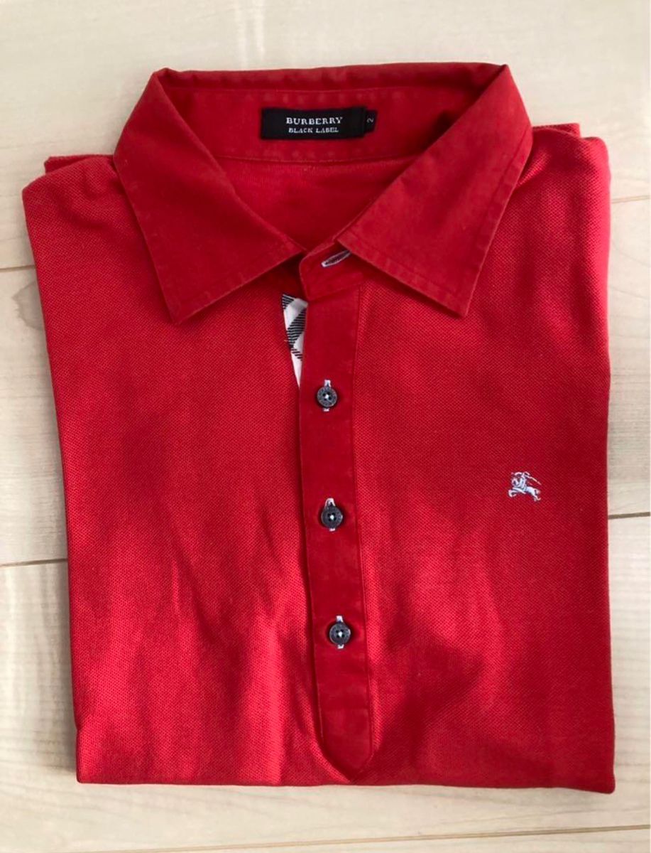 値下げ　バーバリーブラックレーベル　ロゴ刺繍　半袖　ポロシャツ　バーバリーチェックゴルフ