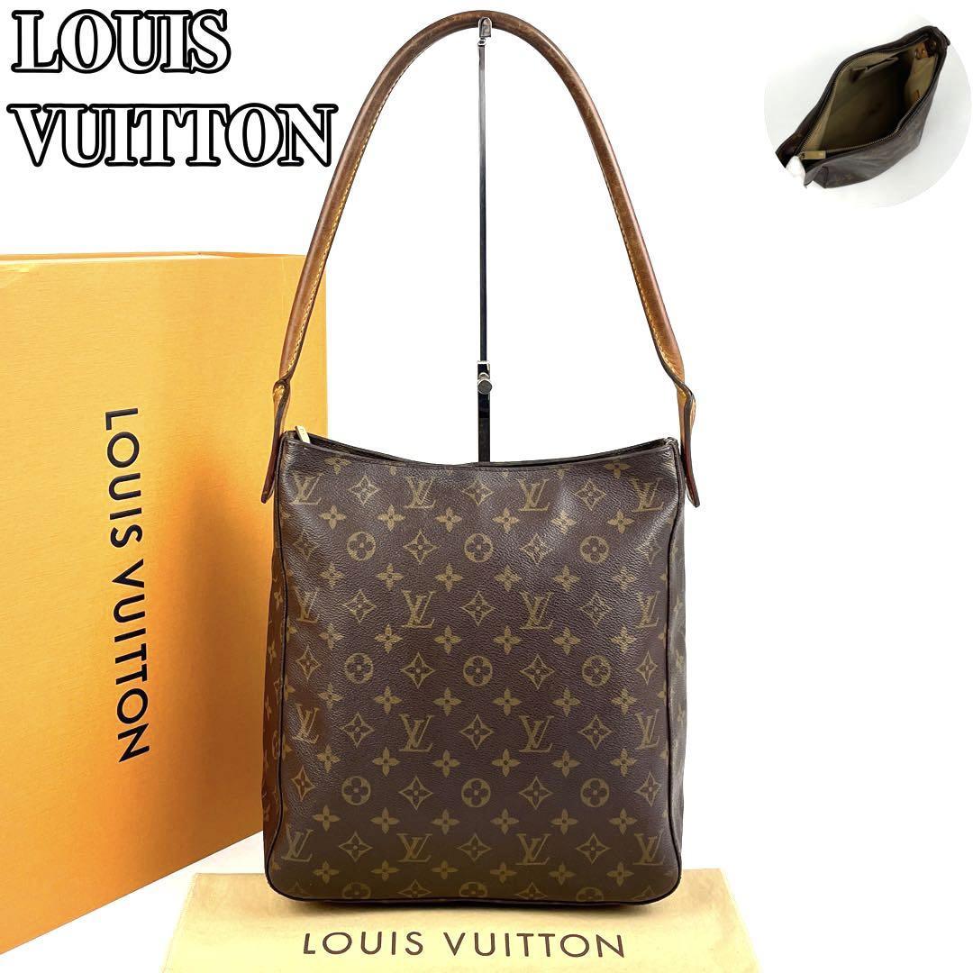 【美品】LOUIS VUITTON ルイヴィトン ショルダーバッグ トートバッグ モノグラム ルーピング GM M51145 LVロゴ ゴールド金具 男女兼用 革_画像1