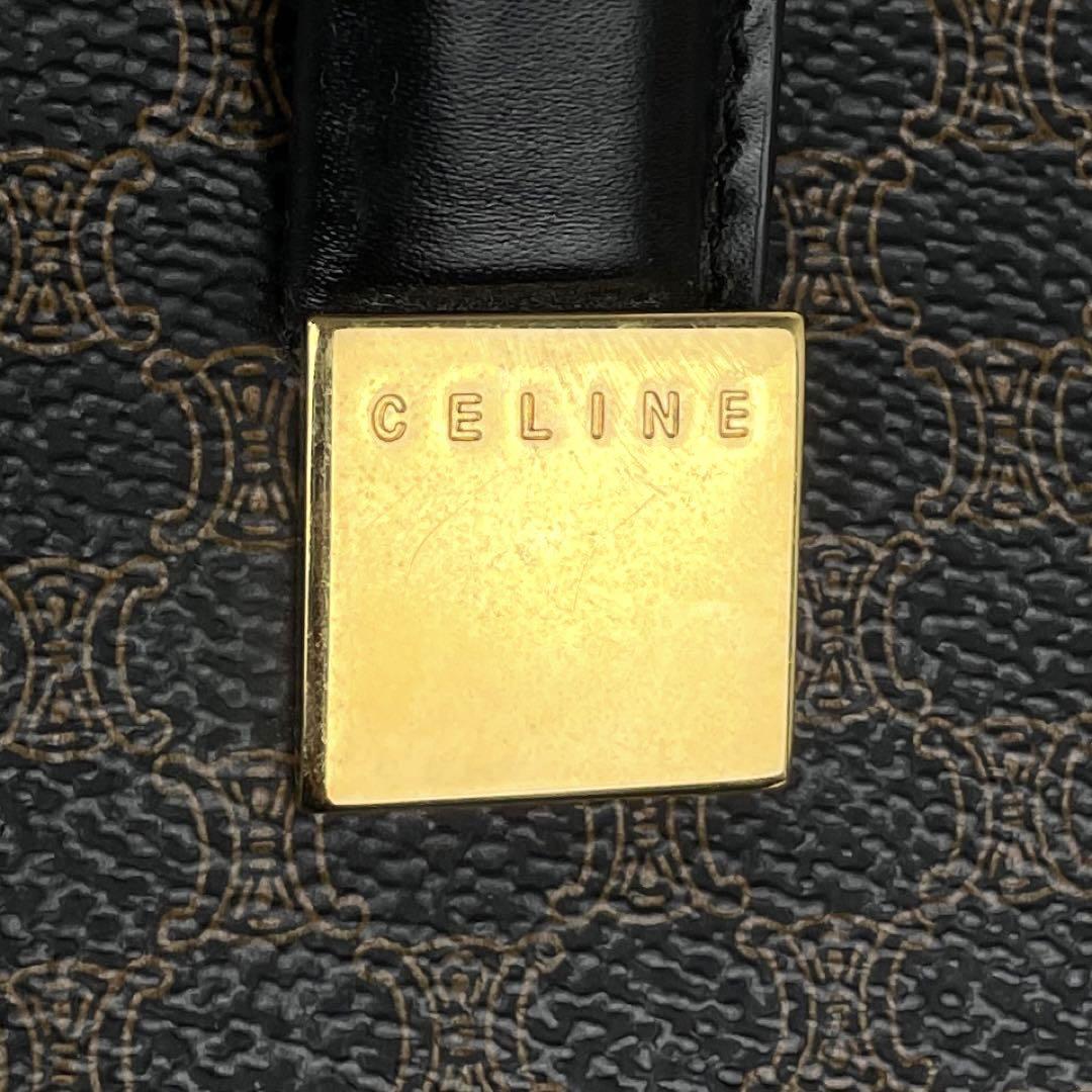 【極美品】CELINE セリーヌ ハンドバッグ トートバッグ 黒マカダム ロゴ型押し ゴールド金具 ジャガード 男女兼用 フォーマル PVC レザー_画像3